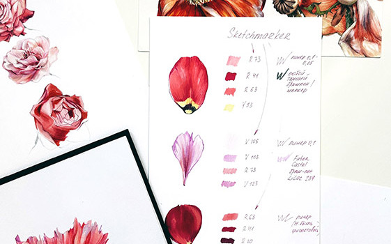 Базовая палитра оттенков для ботанической иллюстрации