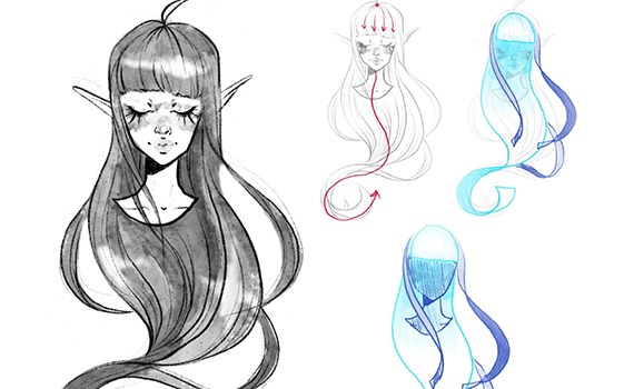 Как рисовать волосы?