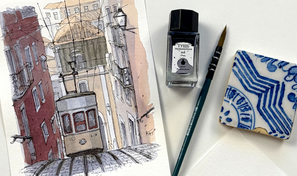 Travel-cкетчинг: чернила и тушь