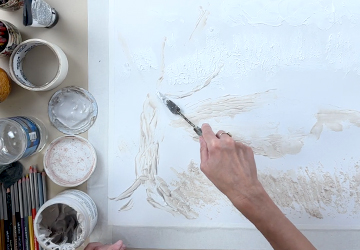 Пейзаж с водоёмом. Текстурная паста