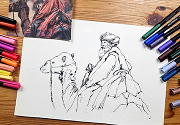 Верблюд с наездником. Композиция и подготовка сюжета