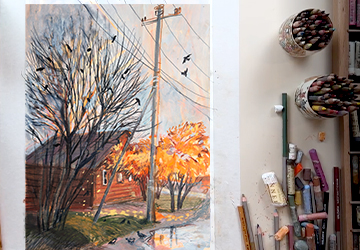 Сельский пейзаж. Карандаши. Финал