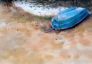 Пасмурное лесное озеро. Текстура песка