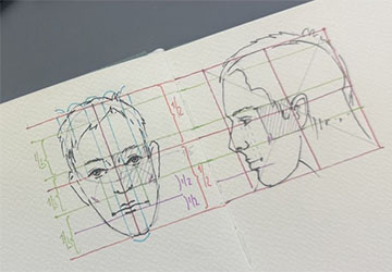 Схемы: голова в анфас и профиль