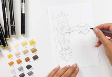 Дверная ручка. Построение на листе 