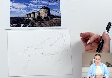 Ветряные мельницы. Карандашный набросок