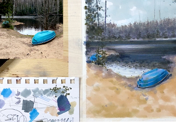 Пасмурное лесное озеро. Зелень