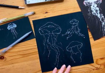 Медуза на чёрной бумаге. Силуэт и форма