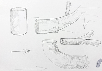Освещение цилиндра. Карандашные наброски со светотенью