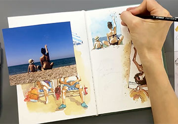 Галька. Двое на берегу