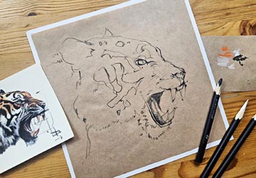 Тигр. Построение головы и силуэта