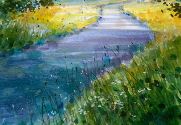 Эпизод с закатной дорогой. Бирюзово-сиреневые тени