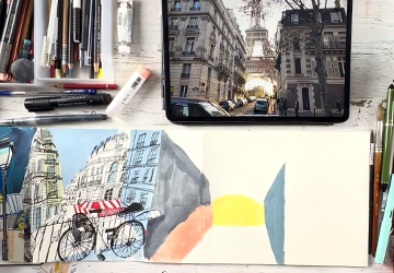 Эйфелева башня. Часть 1 (композиция и основные пятна цвета)