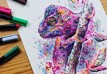 Хамелеон. Детализация, фон и финальные штрихи