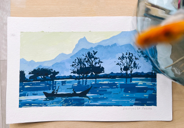 Упражнение: плановость и тон в пейзаже 