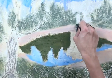 Пейзаж с водоёмом. Пастель, часть 1