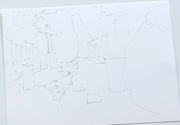 Деревня Монсанту. Карандашный набросок