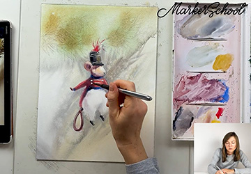 Мышонок. Техника "по-мокрому"