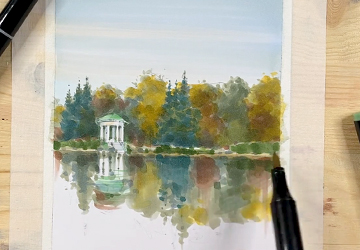 Отражения осеннего парка. Рисунок деревьев на языке пятен