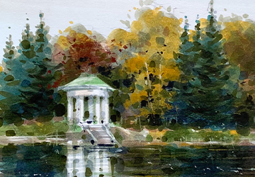 Отражения осеннего парка. Работа с водой