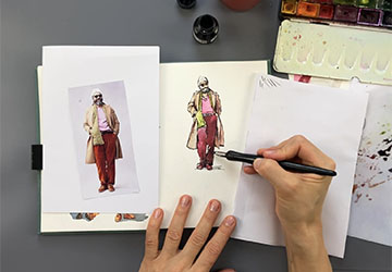 Мужчина в красных брюках