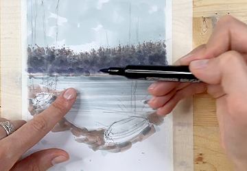 Пасмурное лесное озеро. Живописные подложки для леса и берега