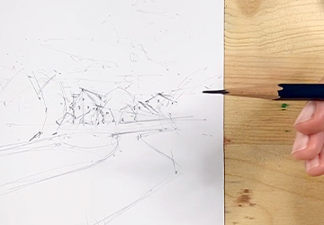 Эпизод с закатной дорогой. Линейный рисунок