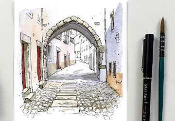 Ворота и улица в Марвау. Цвет