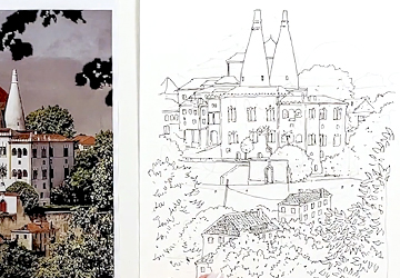 Королевский дворец в Синтре. Линейный рисунок