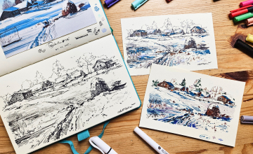 ЗИМНИЙ ПЕЙЗАЖ (графика)