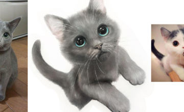 Рисуем мимимишного пушистого котенка