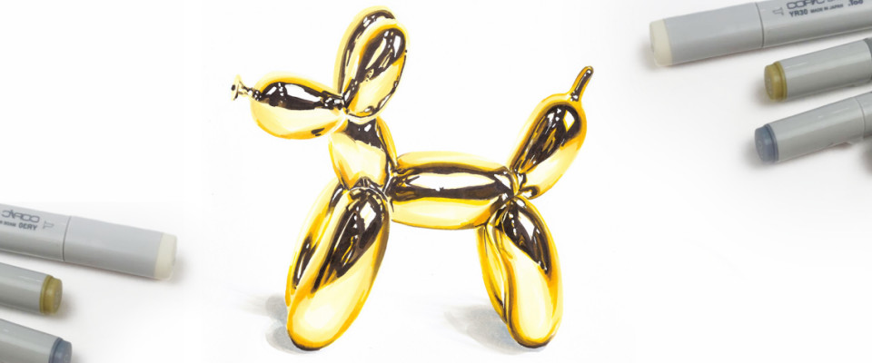 Золотая скульптура Balloon Dog от Jeff Koons