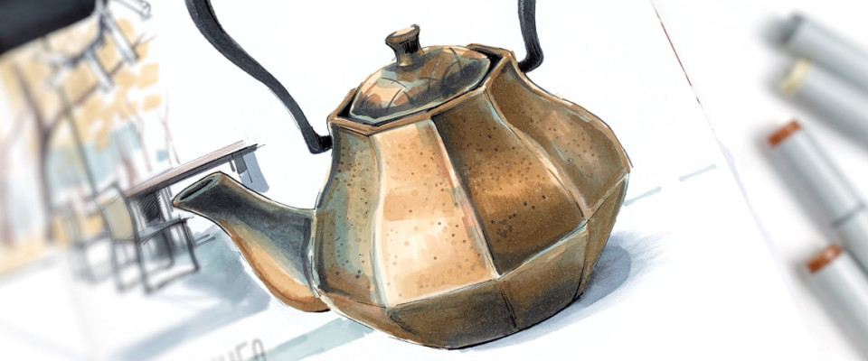 РИСУЕМ МЕДНЫЙ ЧАЙНИК