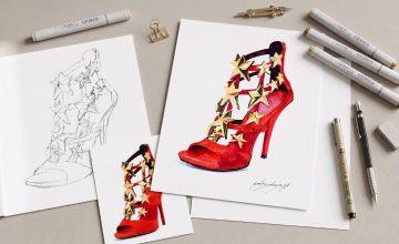 Velvet & Gold: fashion-иллюстрация обуви